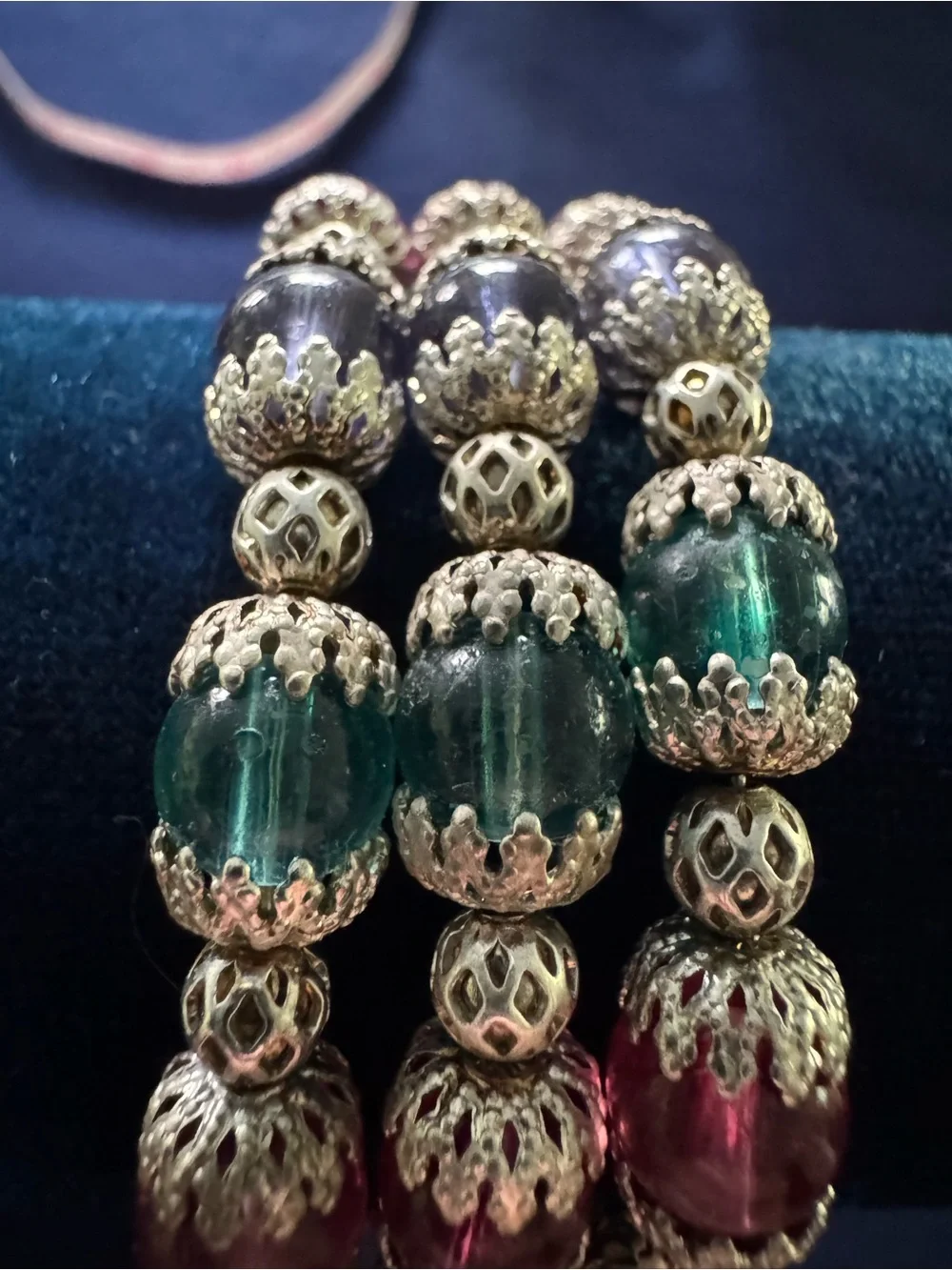 Silver-Tone Multi-Color Glass Bead Stretch Bracelet